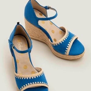 New Boden Layla Espadrille Wedges - Bold Blue